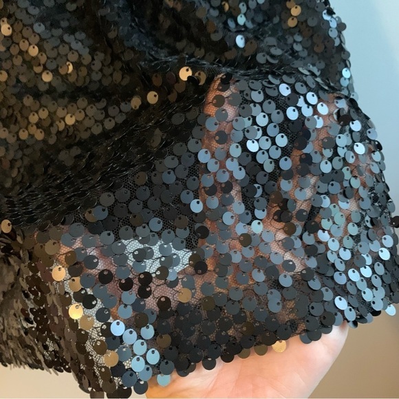 Nanette Lepore Black Silk Sequin Sleeveless Shift Mini Dress Size 8 - Picture 10 of 10